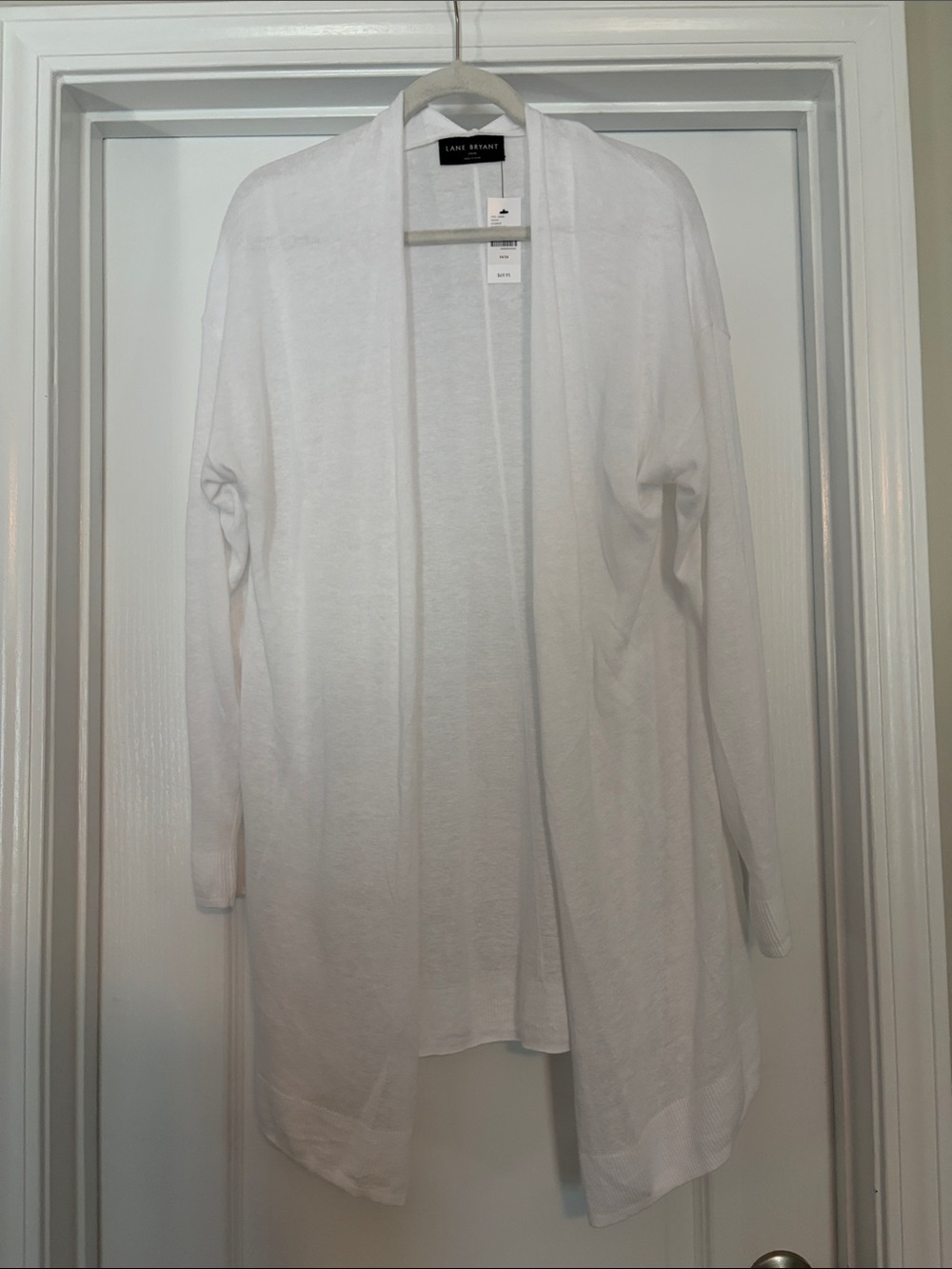 Lane Bryant White Open-Front Lightweight Cardigan